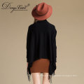 Winter Black Casual Loose Shawl Collar Knitted Wholesale Wool Poncho